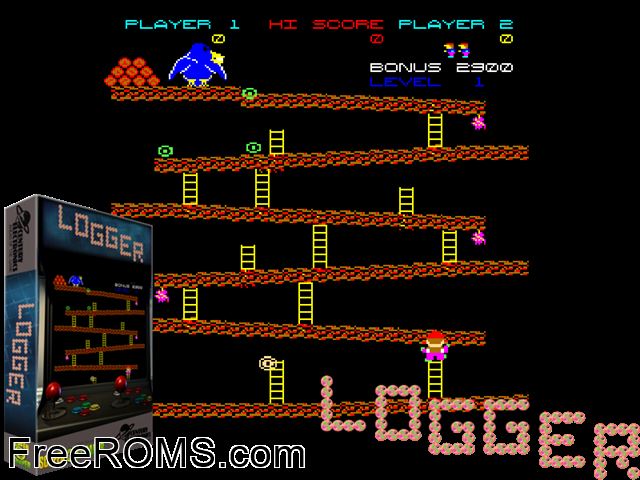 Logger MAME game showing 3D box cover and gameplay screenshot