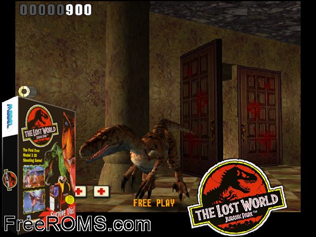 The Lost World MAME game showing 3D box cover and gameplay screenshot
