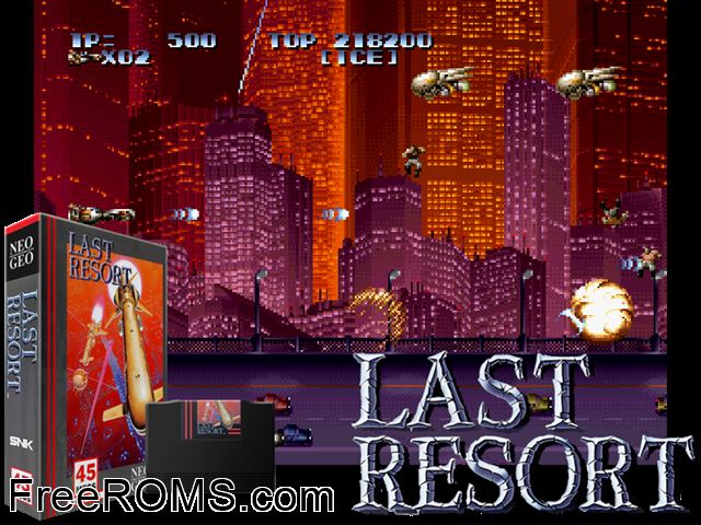 Last Resort MAME game showing 3D box cover and gameplay screenshot