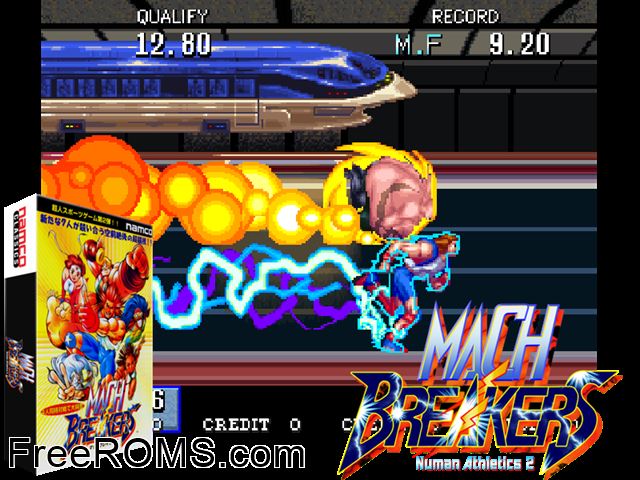 Mach Breakers (Japan) MAME game showing 3D box cover and gameplay screenshot