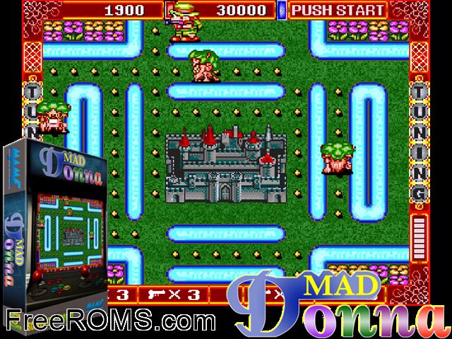 Mad Donna (set 2) MAME game showing 3D box cover and gameplay screenshot