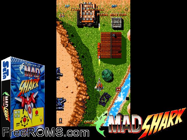 Mad Shark MAME game showing 3D box cover and gameplay screenshot