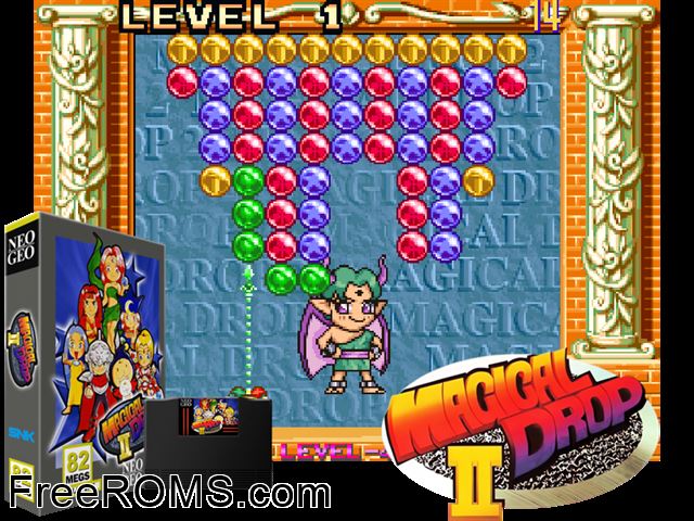 Magical Drop II MAME game showing 3D box cover and gameplay screenshot