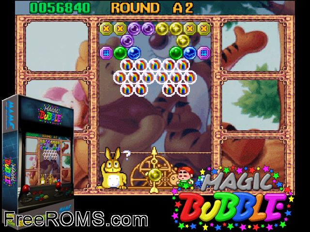 Magic Bubble MAME game showing 3D box cover and gameplay screenshot