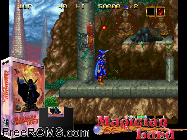 Magician Lord (set 2) MAME game showing 3D box cover and gameplay screenshot