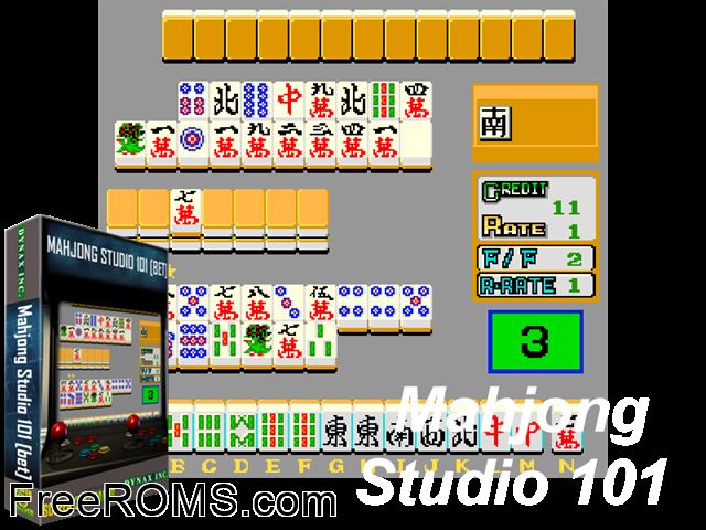 Mahjong Studio 101 [BET] (Japan) MAME game showing 3D box cover and gameplay screenshot