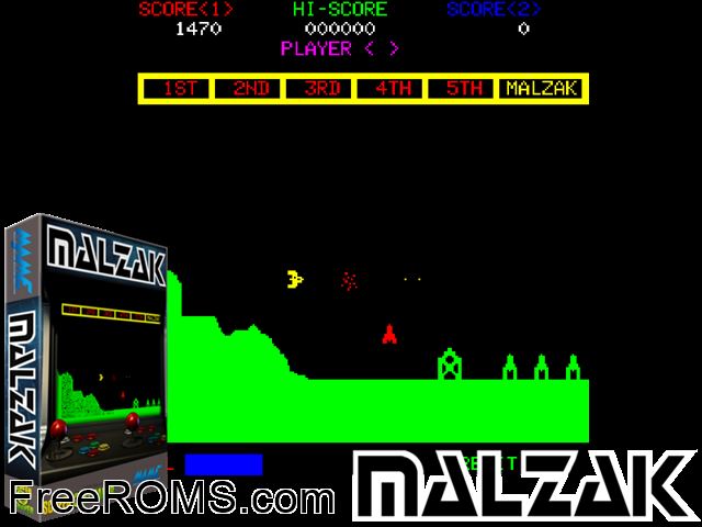 Malzak II MAME game showing 3D box cover and gameplay screenshot