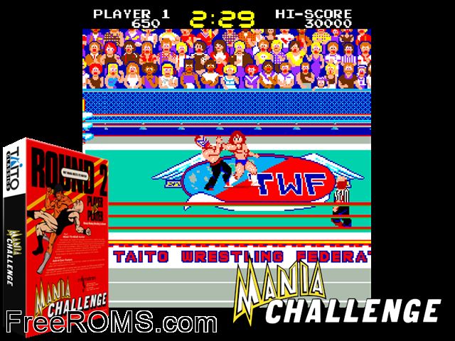 Mania Challenge (set 1) MAME game showing 3D box cover and gameplay screenshot