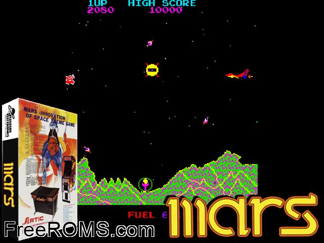 Mars MAME game showing 3D box cover and gameplay screenshot