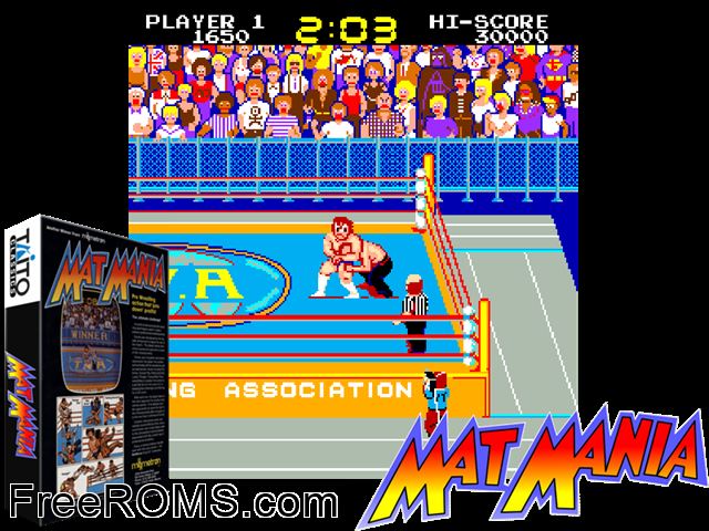 Mat Mania MAME game showing 3D box cover and gameplay screenshot