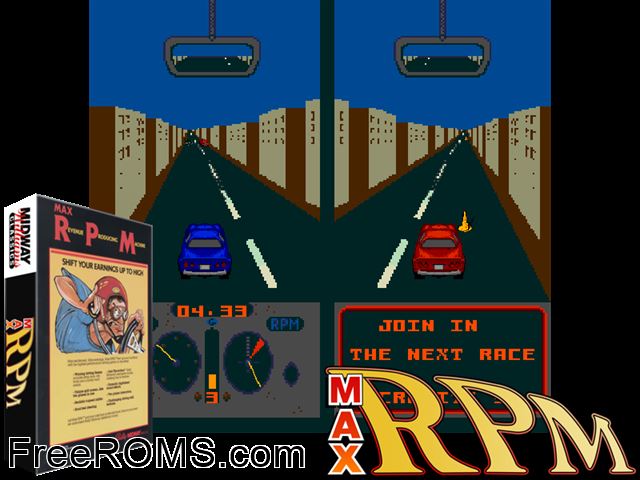 Max RPM MAME game showing 3D box cover and gameplay screenshot