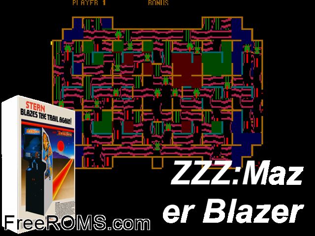 Mazer Blazer (set 1) MAME game showing 3D box cover and gameplay screenshot