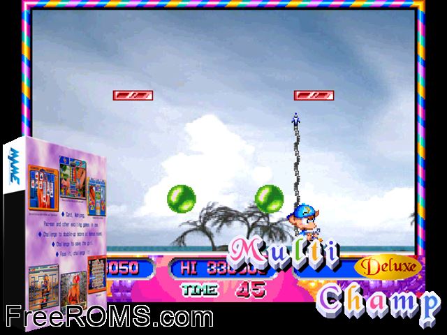Multi Champ Deluxe (ver. 0106, 06/01/2000) MAME game showing 3D box cover and gameplay screenshot
