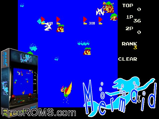 Mermaid MAME game showing 3D box cover and gameplay screenshot