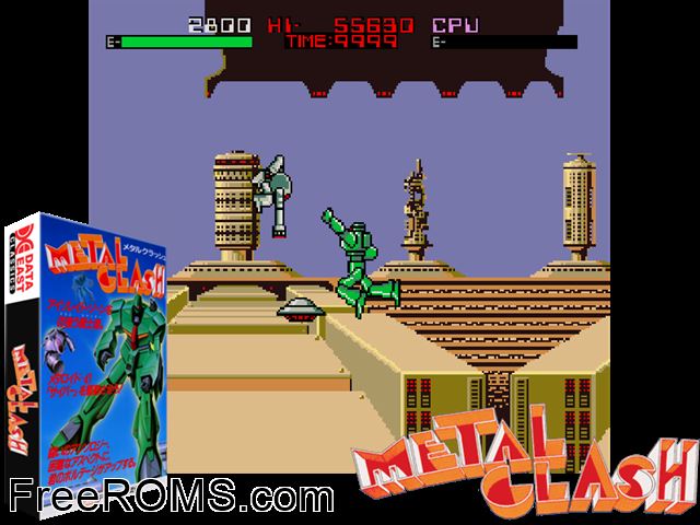 Metal Clash (Japan) MAME game showing 3D box cover and gameplay screenshot