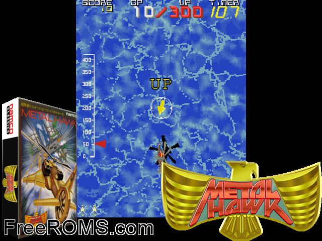 Metal Hawk MAME game showing 3D box cover and gameplay screenshot