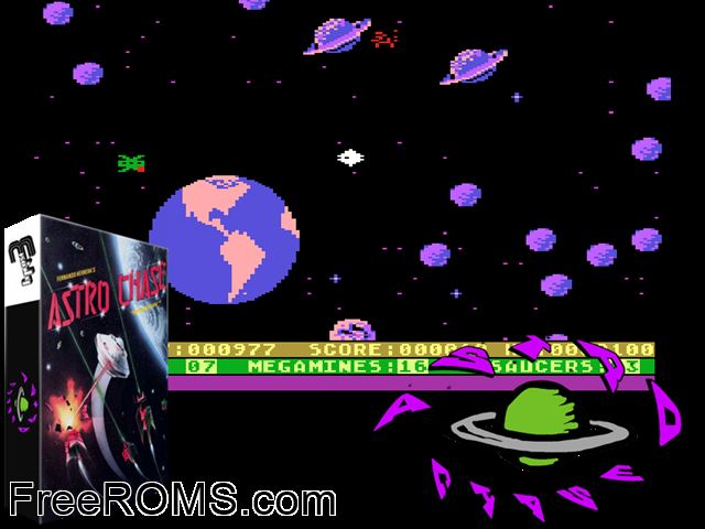 Astro Chase (Max-A-Flex) MAME game showing 3D box cover and gameplay screenshot