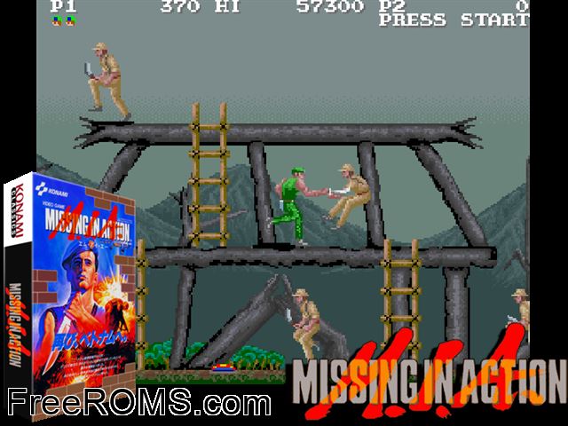 M.I.A. - Missing in Action (Japan) MAME game showing 3D box cover and gameplay screenshot