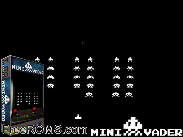 Minivader MAME game showing 3D box cover and gameplay screenshot