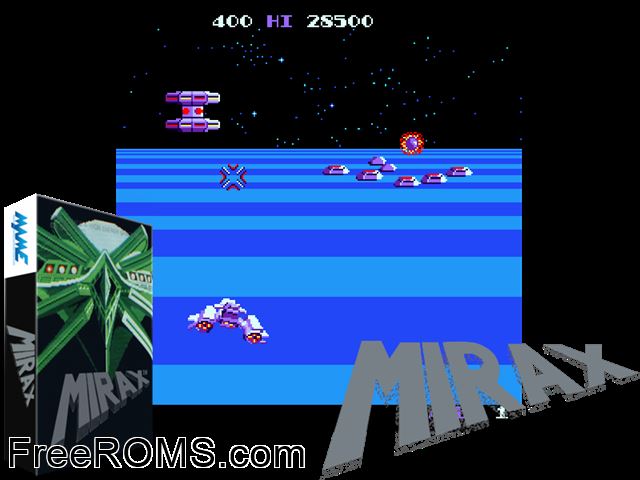 Mirax MAME game showing 3D box cover and gameplay screenshot