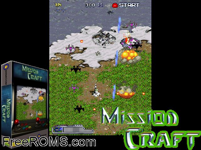 Mission Craft (version 2.4) MAME game showing 3D box cover and gameplay screenshot