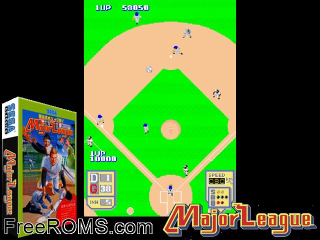 Major League MAME game showing 3D box cover and gameplay screenshot