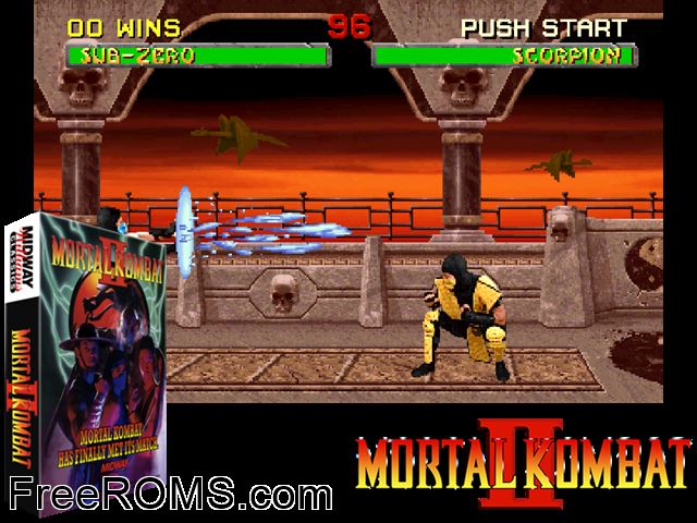Mortal Kombat II (rev L4.2, hack) MAME game showing 3D box cover and gameplay screenshot