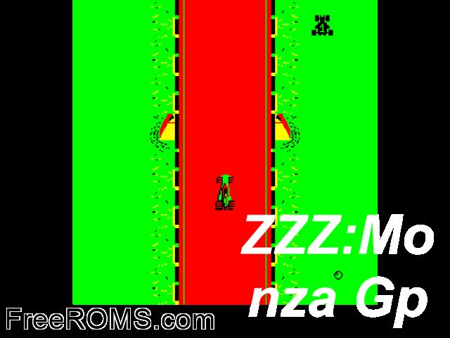 Monza GP MAME game showing 3D box cover and gameplay screenshot