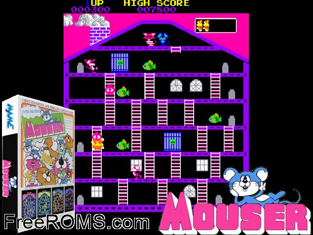 Mouser MAME game showing 3D box cover and gameplay screenshot