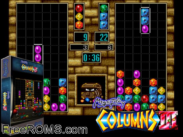 Columns III (Mega Play) MAME game showing 3D box cover and gameplay screenshot