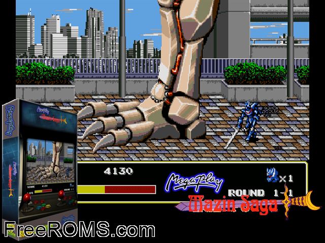 Mazin Wars (Mega Play) MAME game showing 3D box cover and gameplay screenshot