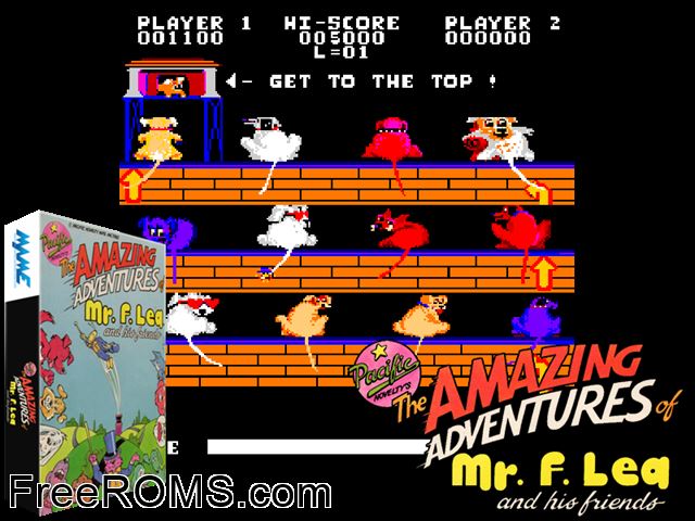 The Amazing Adventures of Mr. F. Lea MAME game showing 3D box cover and gameplay screenshot