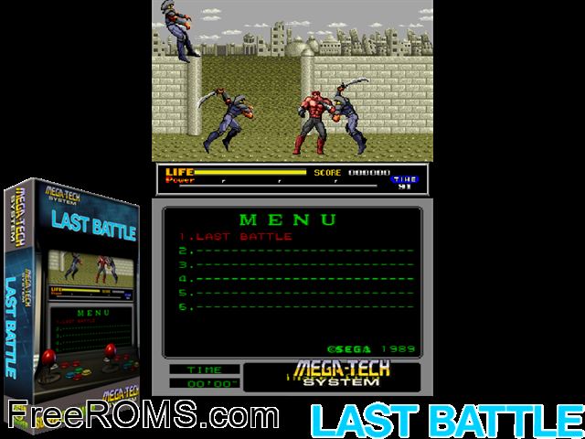 Last Battle (Mega-Tech) MAME game showing 3D box cover and gameplay screenshot