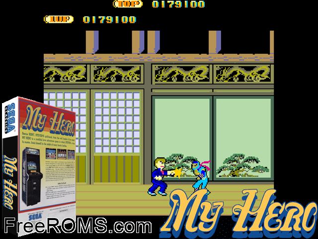 My Hero (Korea) MAME game showing 3D box cover and gameplay screenshot
