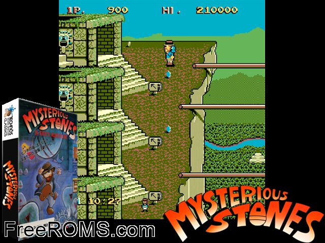 Mysterious Stones - Dr. Kick in Adventure MAME game showing 3D box cover and gameplay screenshot