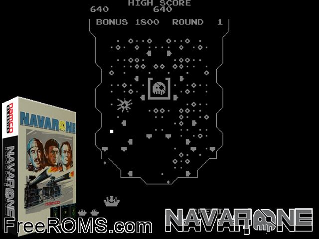 Navarone MAME game showing 3D box cover and gameplay screenshot