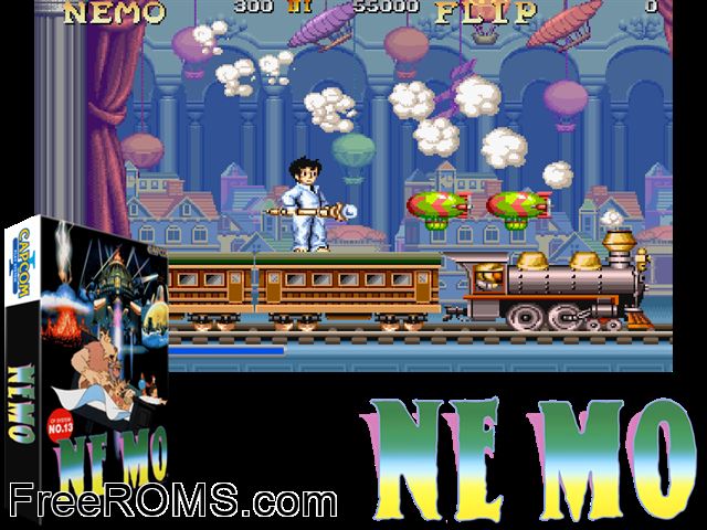 Nemo (World 901130) MAME game showing 3D box cover and gameplay screenshot
