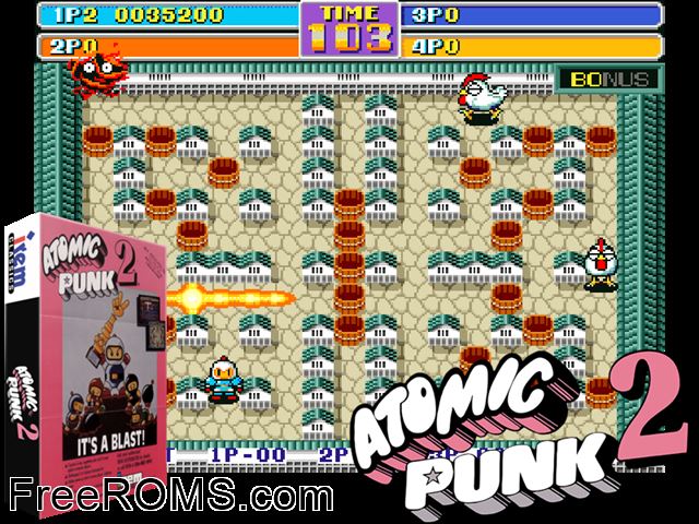 New Atomic Punk - Global Quest (US) MAME game showing 3D box cover and gameplay screenshot