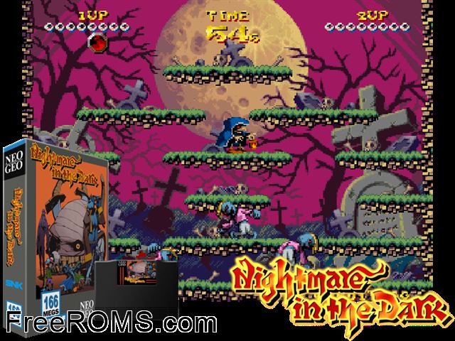Nightmare in the Dark MAME game showing 3D box cover and gameplay screenshot
