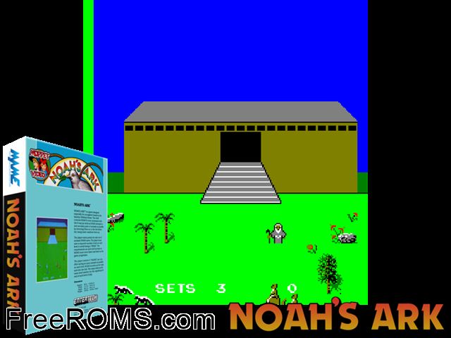Noah's Ark MAME game showing 3D box cover and gameplay screenshot