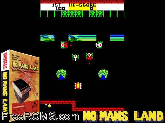 No Man's Land (Gottlieb) MAME game showing 3D box cover and gameplay screenshot