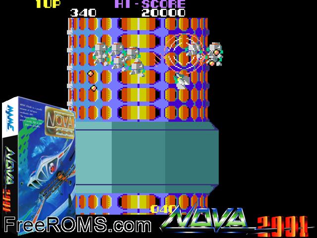 Nova 2001 (US) MAME game showing 3D box cover and gameplay screenshot