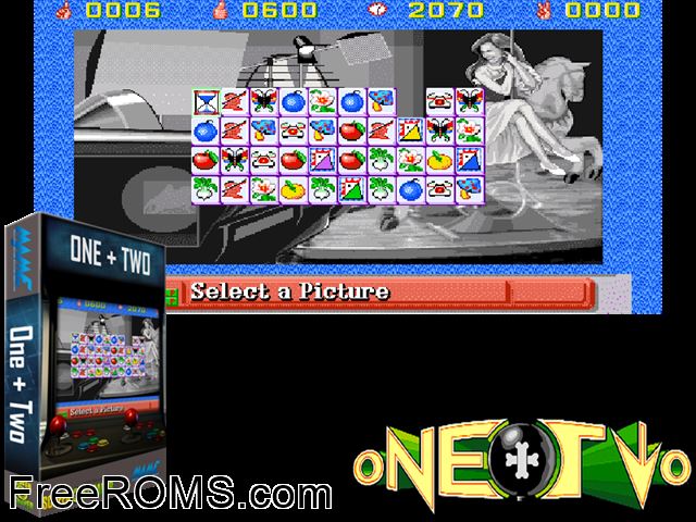 One + Two MAME game showing 3D box cover and gameplay screenshot