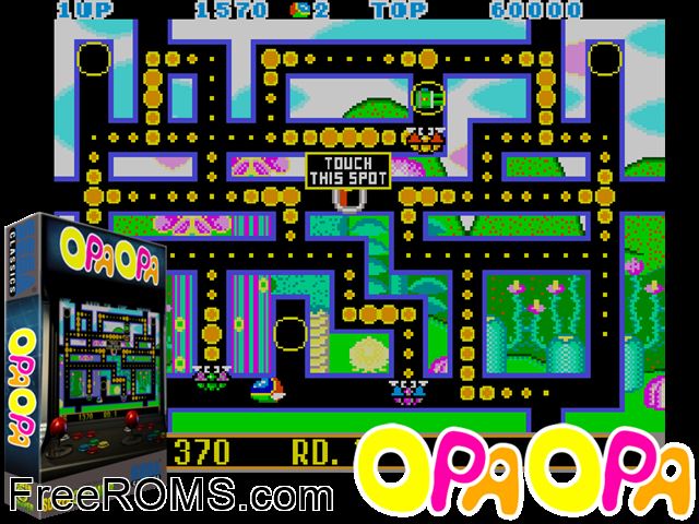 Opa Opa MAME game showing 3D box cover and gameplay screenshot