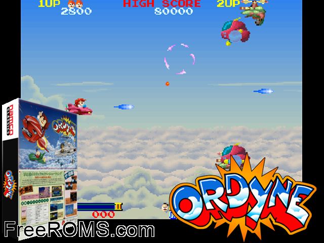 Ordyne (Japan) MAME game showing 3D box cover and gameplay screenshot