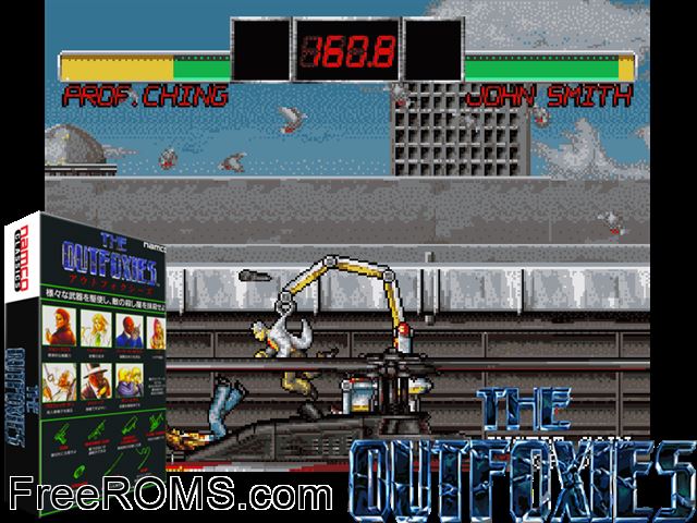 Outfoxies MAME game showing 3D box cover and gameplay screenshot