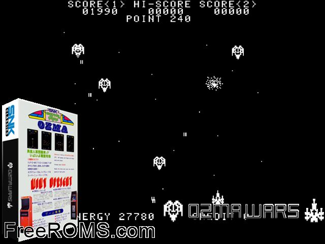 Ozma Wars (set 2) MAME game showing 3D box cover and gameplay screenshot