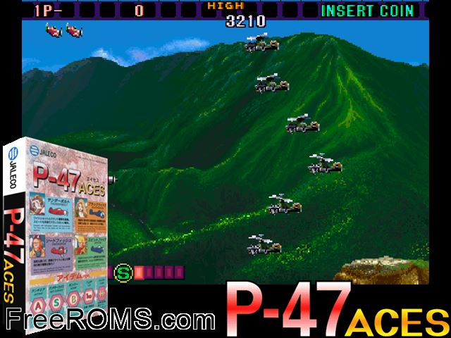P-47 Aces MAME game showing 3D box cover and gameplay screenshot