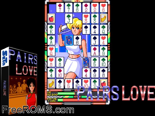 Pairs Love MAME game showing 3D box cover and gameplay screenshot