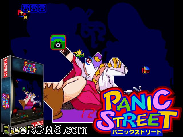 Panic Street (Japan) MAME game showing 3D box cover and gameplay screenshot